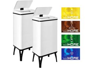 8434652387097 - Wellhome - well home mobiliario & decoración 2 x Smart Mülleimer mit 50 l Fassungsvermögen Höhe 835 x 355 x 26 cm weiß mit Magnetetiketten