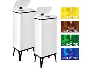 8434652387103 - Wellhome - well home mobiliario & decoración 2 x Smart Mülleimer 60 l c u h 955 x 355 x 26 cm weiß mit Magnetetiketten