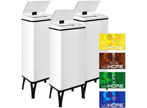 8434652387196 - Wellhome - well home mobiliario & decoración 3 x Smart Mülleimer 60 l c u h 955 x 355 x 26 cm weiß mit Magnetetiketten