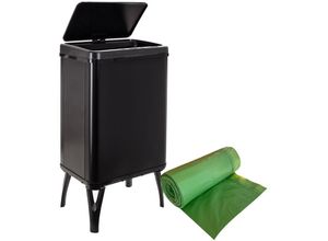 8434652387356 - Wellhome - well home mobiliario & decoración Intelligenter Mülleimer 40 l Höhe 715 x 355 x 26 cm Schwarz mit Rolle mit 30 passenden Müllbeuteln