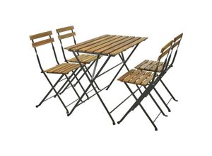 8434652421982 - Wellhome - well home – Ensemble-Tisch Bistro + 4 Tische aus Holz und Struktur aus schwarzem Acciaio