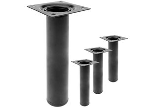 8434852086387 - PrimeMatik - Runde Tischbeine für Schreibtische Schränke Möbel aus schwarz Stahl 25cm 4-Pack