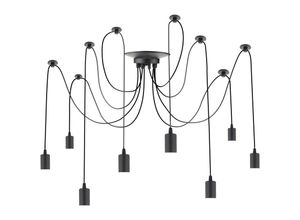 8434852112147 - Lampe für 8 Glühbirnen von E27 Gewinde mit 3m Kabel schwarz - Primematik