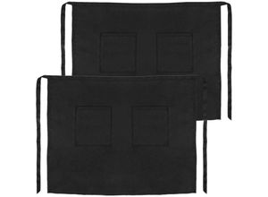 8434852192644 - Schort Kellnerschürze 56 x 47cm für Taille Hüftschürze schwarz mittel mit 2 Taschen 2-pack - Primematik