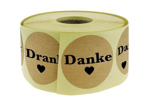 8434852245579 - PrimeMatik - 25 mm runde Kraftpapieraufkleber Danke Rolle mit 500 Stück Farbe braun