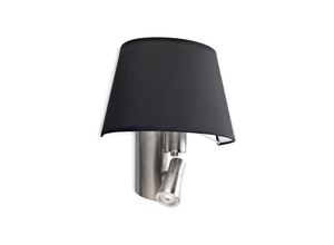 8435111066010 - Balmoral - 1 + 1 leichte Innenwandleuchte Satin Nickel mit schwarzem Schirm E27 - Leds-c4