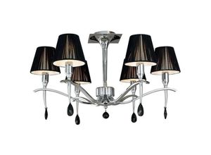 8435153203442 - Inspired Lighting - Inspired Mantra - Siena - Semi Flush Ceiling Round 6 Light E14 poliertes Chrom mit schwarzen Farbtönen und schwarzem Kristall