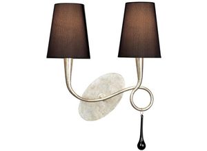 8435153205378 - Inspired Lighting - Inspired Mantra Fusion Paola Paola Wandleuchte 2-flammig E14 silberfarben lackiert mit schwarzen Schirmen und schwarzen