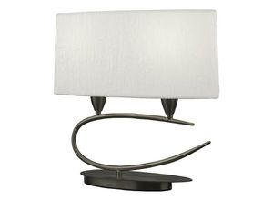 8435153237034 - Inspired Lighting - Inspired Mantra - Lua - Tischleuchte 2 Light E27 Satin Nickel mit weißem Schirm