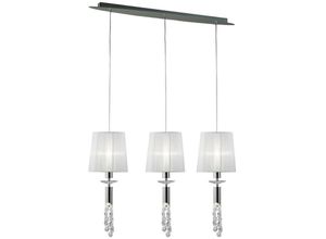 8435153238550 - Inspired Lighting - Inspired Mantra - Tiffany - Deckenanhänger 3 + 3 Light E27 + G9 Line Chrom poliert mit weißen Farbtönen und klarem Kristall