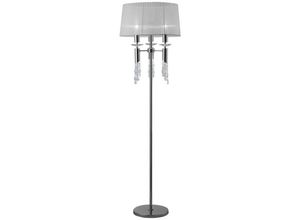 8435153238697 - Inspired Lighting - Inspired Mantra - Tiffany - Stehlampe 3 + 3 Leuchte E27 + G9 Chrom poliert mit weißem Schirm und klarem Kristall