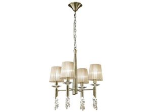 8435153238727 - Inspired Lighting - Inspired Mantra - Tiffany - Deckenanhänger 4 + 4 Light E14 + G9 Antikmessing mit weichen Bronzetönen und klarem Kristall