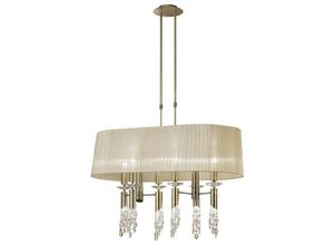 8435153238734 - Inspired Lighting - Inspired Mantra - Tiffany - Deckenanhänger 6 + 6 Light E27 + G9 Oval Antikmessing mit weichem Bronzeton und klarem Kristall