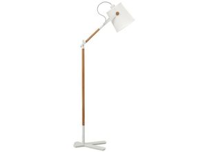 8435153249204 - Inspired Lighting - Inspired Mantra - Nordica - Stehlampe mit weißem Schirm 1 Licht E27 Mattweiß Buche mit elfenbeinweißem Schirm