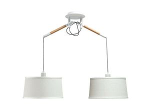 8435153249303 - Inspired Lighting - Inspired Mantra - Nordica - Deckenanhänger mit weißem Farbton 2 Light E27 Mattweiß Buche mit elfenbeinweißen Farbtönen