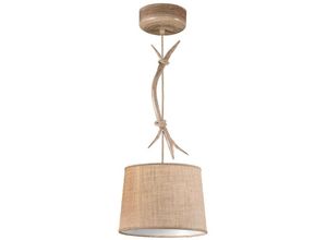 8435153264108 - Inspired Lighting - Inspired Mantra Fusion Sabina Sabina-Pendelleuchte 30 cm rund 1 x E27 (max 20 w) Holzimitat Leinenschirm