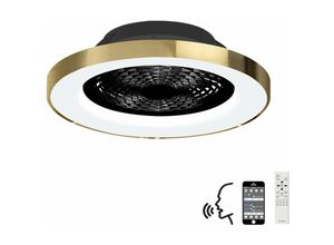 8435153271243 - Inspired Lighting - Mantra Tibet Dimmbare LED-Deckenleuchte & 35-W-DC-Lüfter Fernbedienung app & Alexa Google-Sprachsteuerung Gold Schwarz