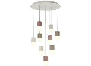 8435153277023 - Inspired Lighting - Inspired Mantra Fusion Galaxia Galaxia Pendelleuchte quadratisch 9-flammig E27 weiß grau roter Zement weißer Sockel und Kabel