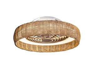 8435153278112 - Inspired Lighting - Mantra Kilimanjaro Dimmbare LED-Deckenleuchte & 35-W-DC-Lüfter Fernbedienung beiges Rattan