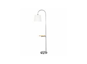 8435161459916 - Fabrilamp - Elfenbeinfarbener Salonfuß 1xe27 Nickel mit weißem Bildschirm mit eingebautem Holztisch 180x30x52 cm