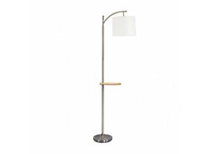 8435161459930 - E 156941003 Wohnzimmer Seidenboden 1xe27 Nickel C Weißer Lampenschirm C Eingebauter Holztisch 181x27x44 cm - Fabrilamp