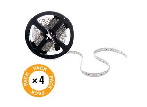 8435402569855 - Paket 4 Streifen led 72W 4200Lm 300 x SMD5050 12VDC IP33 x5M 40000H [PL-219012-RGB-IP33-PK4-AP] - Mehrfarbig