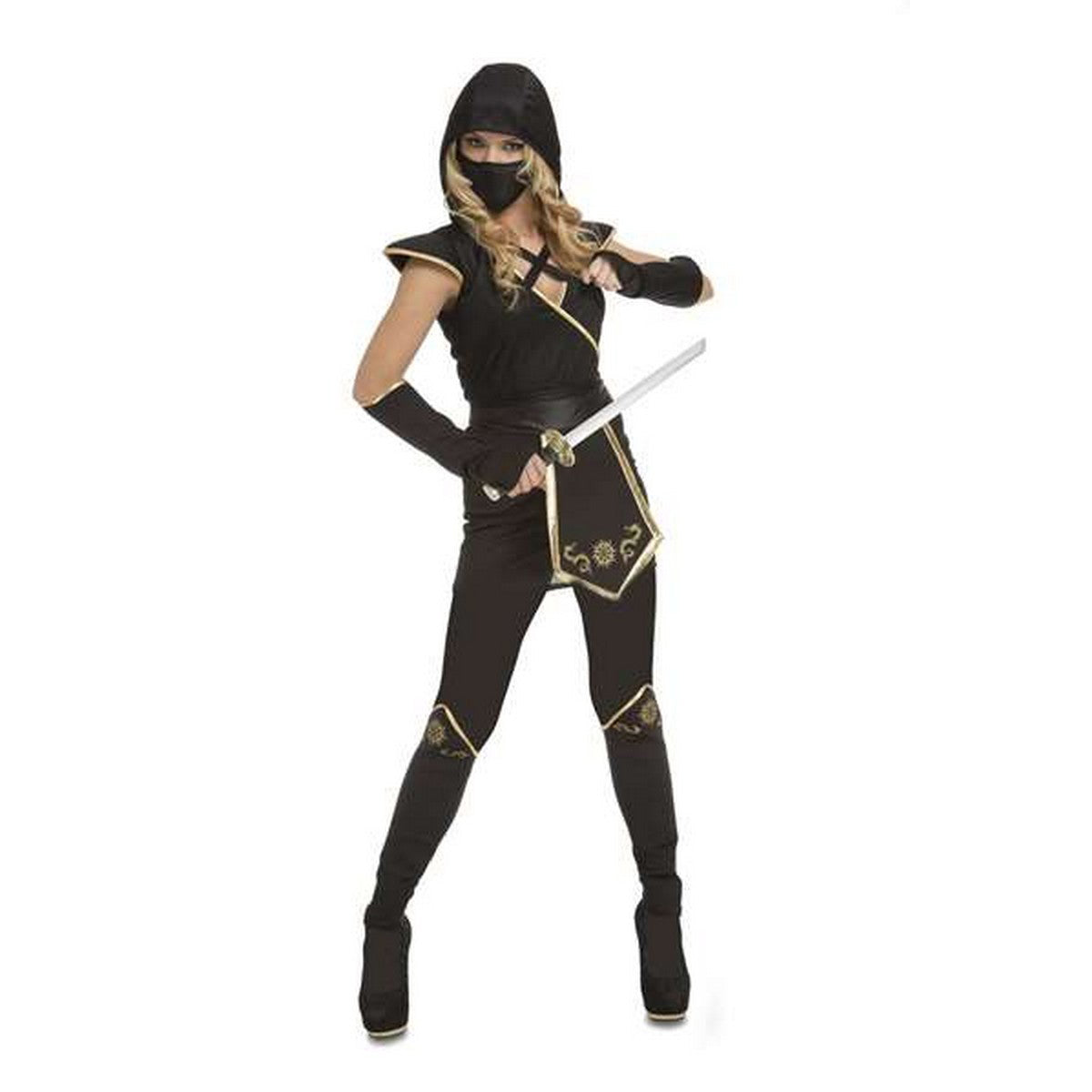 8435408248969 - Verkleidung für Erwachsene Schwarz Ninja Einheitsgröße (5 Stücke)