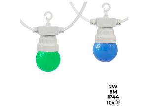 8435427100583 - Bunte LED-Lichterkette – Kabel weiß – 10 Leuchtmittel – 8 Meter