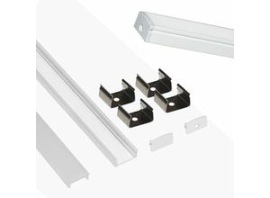 8435427106455 - Barcelona Led - Aluminium-Oberflächenprofil für LED-Streifen mit Diffusor - 4 Clips - 2 Kappen - 17x8mm - 2 Meter Farbe Weiß - Weiß