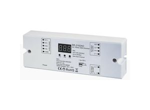 8435427111749 - Einfarbiger AC TRIAC Controller - DMX Dimmer - 2 Kanäle 12A Kanal - 100-240V - Sunricher