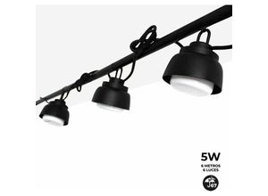 8435427112302 - Barcelona Led - LED-Girlande für draußen 6 Lichter 8W - 6 Meter Lichtfarbe Warmweiß 3000KFarbe Schwarz - Warmweiß 3000K