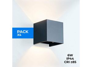 8435427119943 - 4er-Pack Wandleuchten KURTIN 6W verstellbare Lichtblende Farbe Schwarz - Schwarz