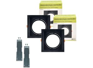 8435427123728 - Barcelona Led - Kit x 2 - Quadratischer kardanischer Downlight-Ring für QR111 oder AR111 Glühbirne - Ausschnitt 155 x 155 mm Farbe Schwarz - Schwarz