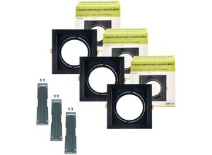 8435427123919 - Barcelona Led - Kit x 3 - Quadratischer kardanischer Downlight-Ring für QR111 oder AR111 Glühbirne - Ausschnitt 155 x 155 mm Farbe Schwarz - Schwarz