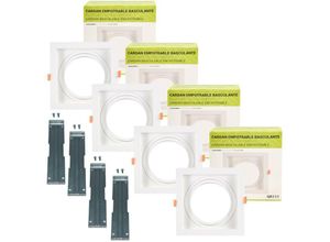 8435427123926 - Barcelona Led - Kit x 4 - Quadratischer kardanischer Downlight-Ring für QR111 oder AR111 Glühbirne - Ausschnitt 155 x 155 mm Farbe Weiß - Weiß