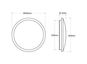 8435427124800 - Barcelona Led - cct wasserdichte LED-Deckenleuchte - 18W - Ø25cm - 1920lm - IP65 Farbe Schwarz - Schwarz