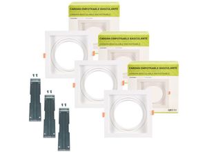 8435427126002 - Barcelona Led - Kit x 3 - Quadratischer kardanischer Downlight-Ring für QR111 oder AR111 Glühbirne - Ausschnitt 155 x 155 mm Farbe Weiß - Weiß