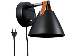 8435427131839 - Barcelona Led - Ellen Lederwandleuchte mit Kabel und Schalter Farbe Schwarz - Schwarz