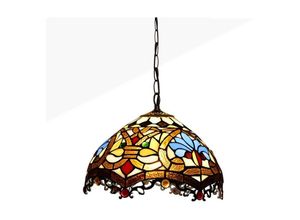 8435427132225 - Barcelona Led - Von Tiffany inspirierte Pendelleuchte mit Blumenmosaik aus Glas