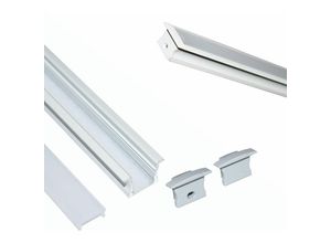 8435427135592 - Barcelona Led - Aluminium-Einbauprofil für LED-Streifen mit Diffusor - 2 Abdeckungen - 23x15mm - 2 Meter Farbe Weiß - Weiß