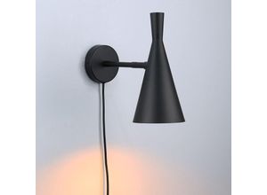 8435427136407 - Barcelona Led - Schwenkbare Skandi Wandleuchte mit Kabel und Stecker E27 - schwarz