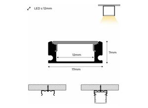 8435427141593 - Barcelona Led - Aluminiumprofil 2m Oberfläche 17X7 - inklusive Diffusor Abdeckungen und Befestigungsklammern für die Oberfläche Farbe Silber - Silber