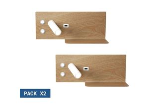 8435427163670 - Barcelona Led - 2er Pack Wandleuchte turin usb Ablage 3W7W Holzoptik