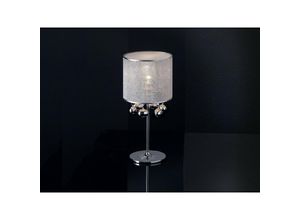 8435435301231 - Schuller Lighting - Schuller Andromeda Tischlampe aus Chrom zylindrischer Schirm aus Vinylgewebe Kristallketten