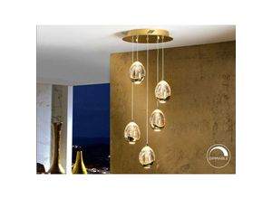 8435435310479 - Roc - Integrierter led 5 Light Crystal Cluster Drop Deckenanhänger Gold Bubble Effekt - Schuller