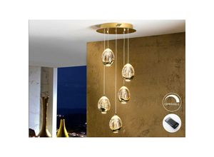 8435435322892 - Schuller Lighting - Schuller Roc - Integrierter led 5 Light Dimmable Crystal Cluster Drop Deckenanhänger mit Fernbedienung Gold