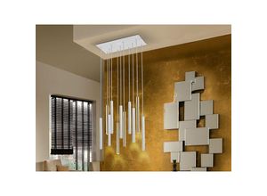 8435435326906 - Schuller Varas - Integrierter led 11 Light Dimmable Cluster Drop Bar Deckenanhänger Matt Weiß Gold