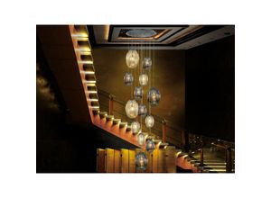 8435435330897 - Schuller Lighting - Schuller Ovila Moderne Cluster Drop 13-flammige LED-Pendelleuchte ovale Rauch- und Cognac-Schirme