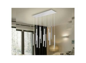 8435435330958 - Schuller Lighting - Schuller Varas Ultra Slim Dimmable 14 Light Suspension Hängeleuchte Chrom & Mattweiß Maximale Höhe 3 Meter mit Fernbedienung