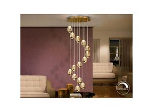 8435435331740 - Schuller Lighting - Schuller Rocío - Dimmbares 14-Licht-integriertes LED-Licht Pendelleuchte Cluster Drop Golden Bluetooth-Steuerung